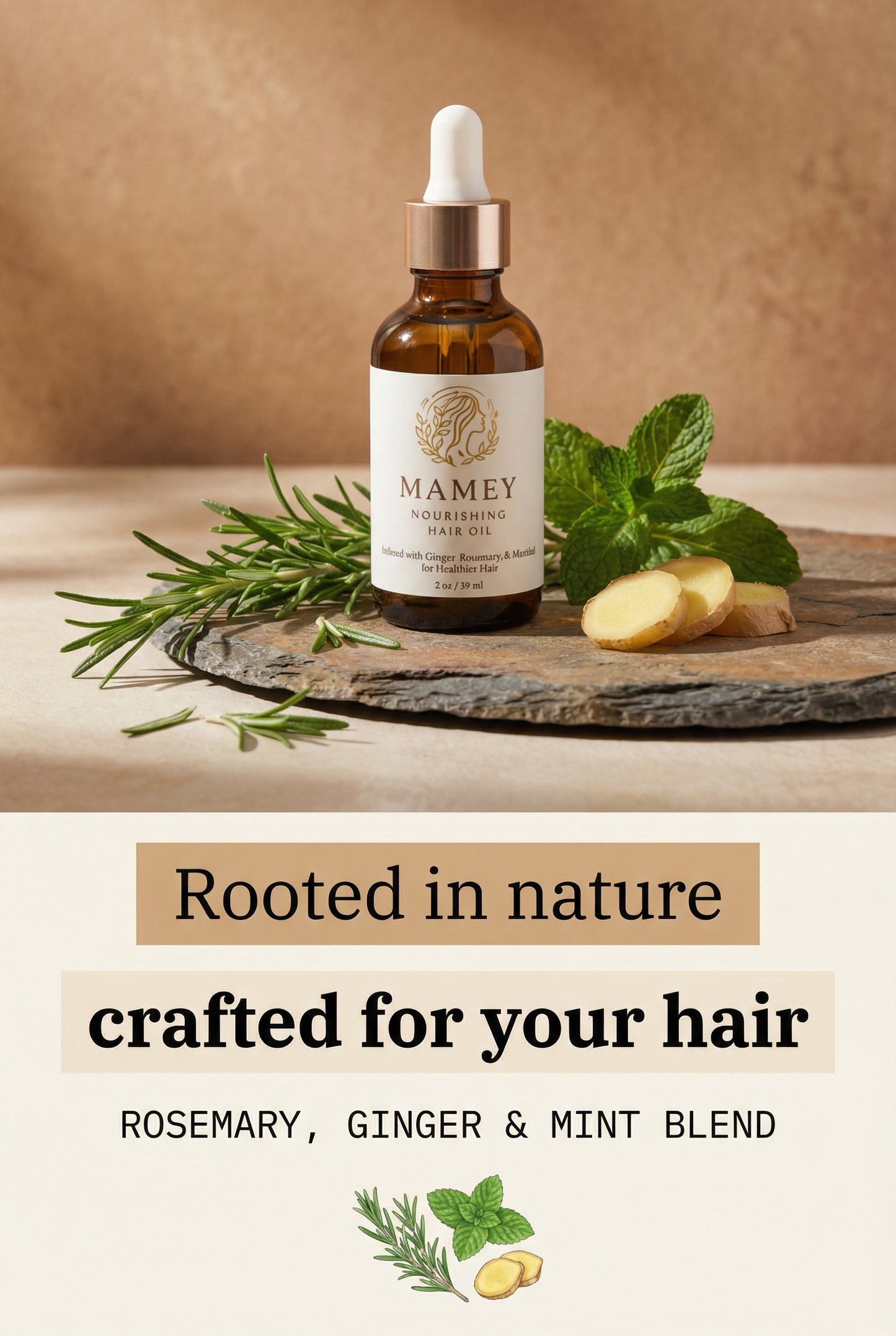 🌿 MAMEY Hair Growth Oil | Natural Herbal Blend with Rosemary, Ginger & Mint | 2 oz