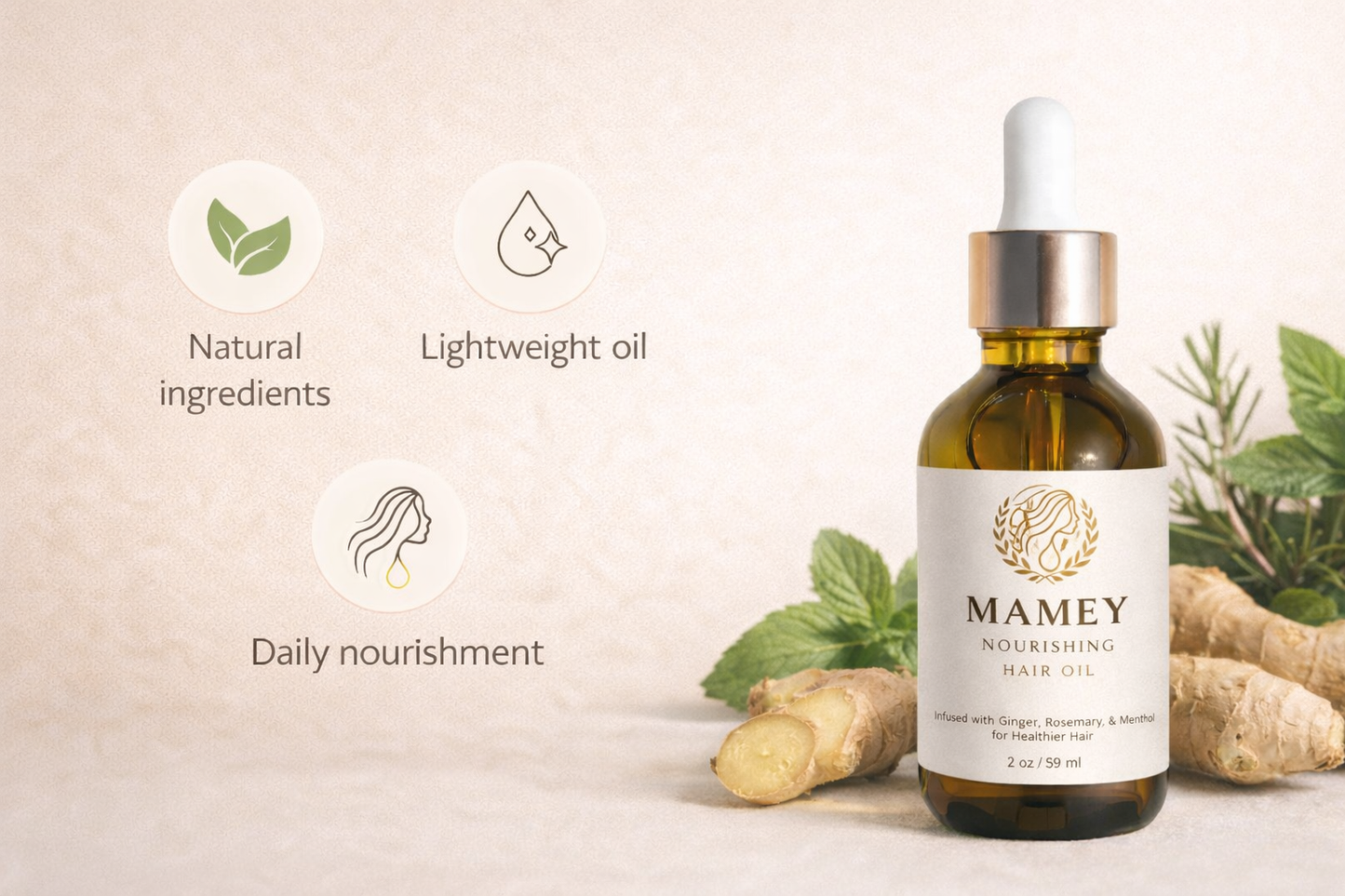 MAMEY Hair Growth Oil Bundle | 2-Pack Nourishing Hair & Scalp Oil with Rosemary, Ginger & Mint